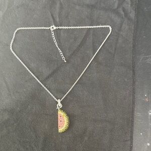 Silver Watermelon Pendant Necklace